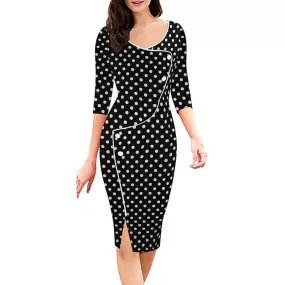 Black & White Polka Dot Asymmetrical Dress