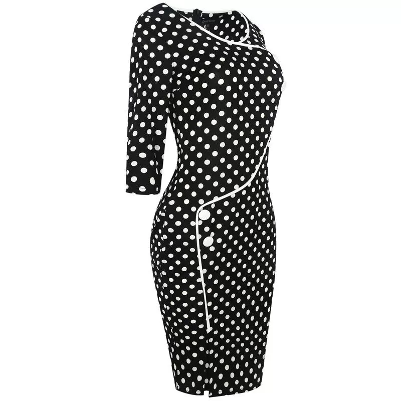 Black & White Polka Dot Asymmetrical Dress