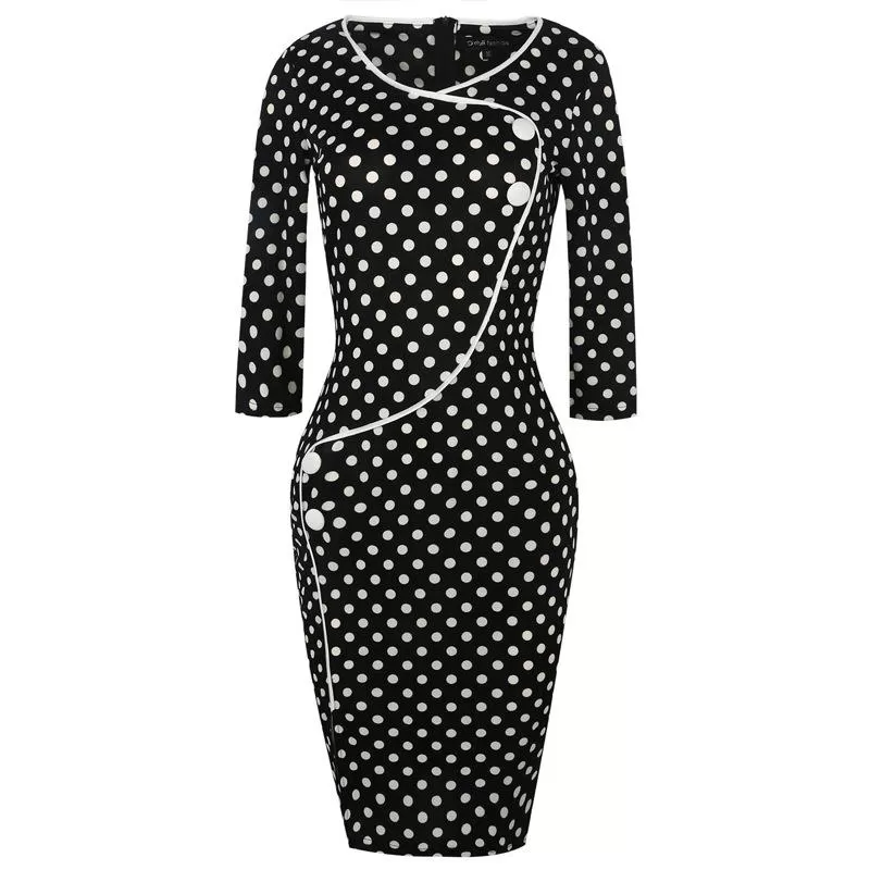 Black & White Polka Dot Asymmetrical Dress