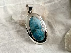 Blue Apatite Medea Pendant - Long Oval