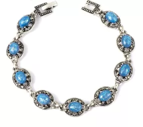 Blue Opal Bracelet Vintage Tibetan Silver Crystal Bracelets