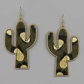 Cactus Genuine Leather Drop Earrings