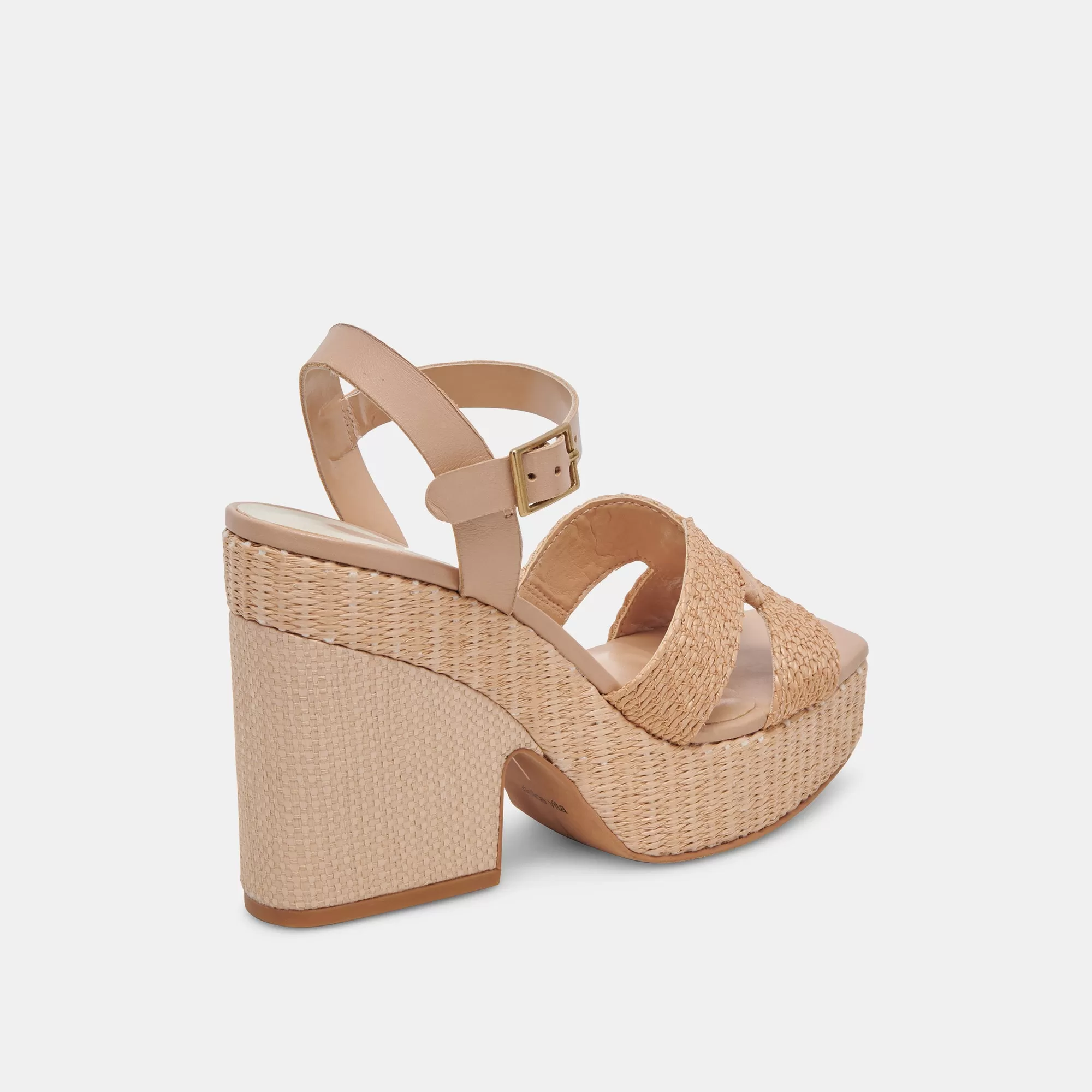 CALE HEELS LT NATURAL RAFFIA