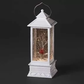 Cardinal Serenity Lantern Snow Globe - USB and Battery Operated Winter Illumination