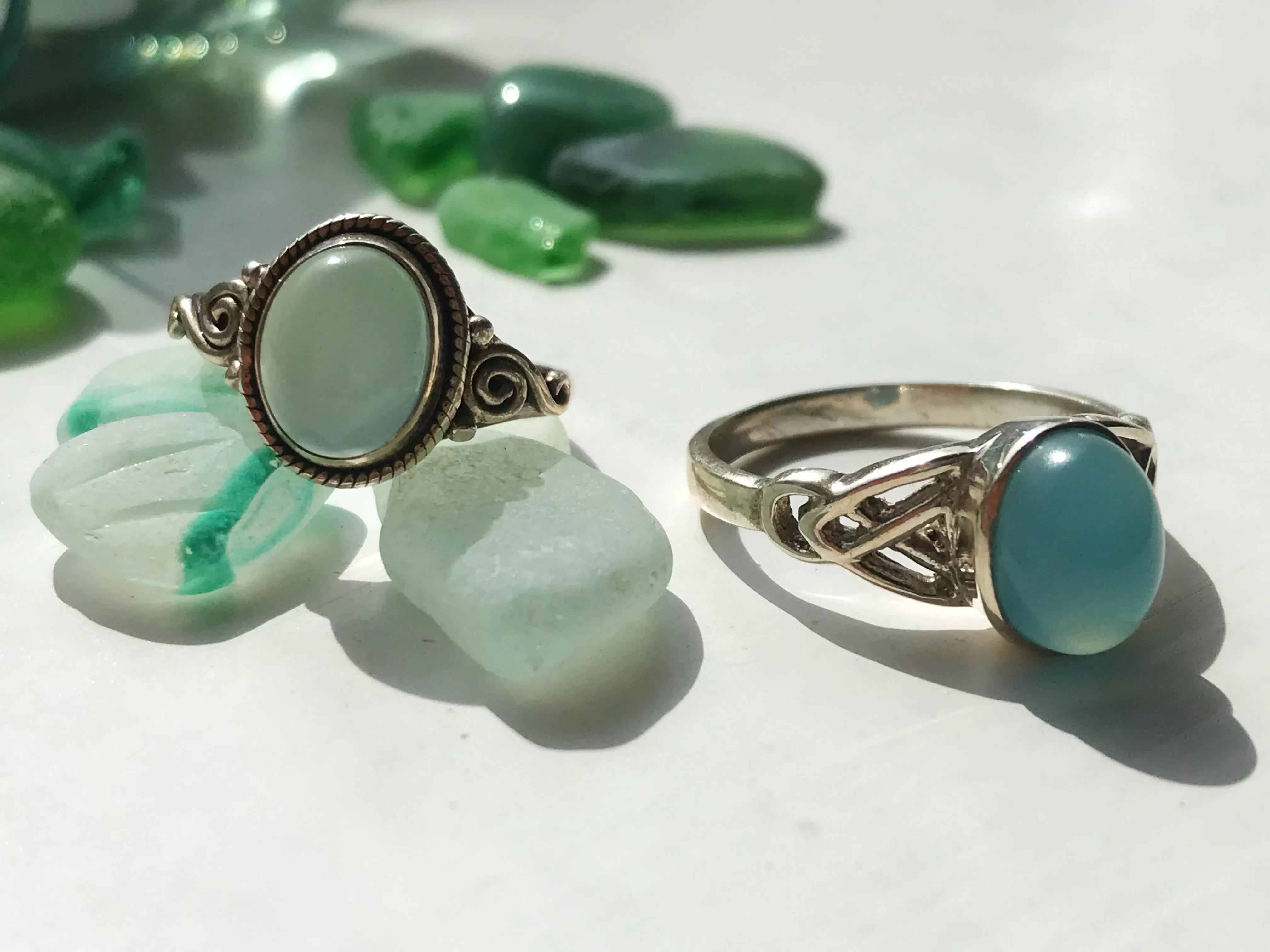 Chalcedony Kala & Brigid Rings