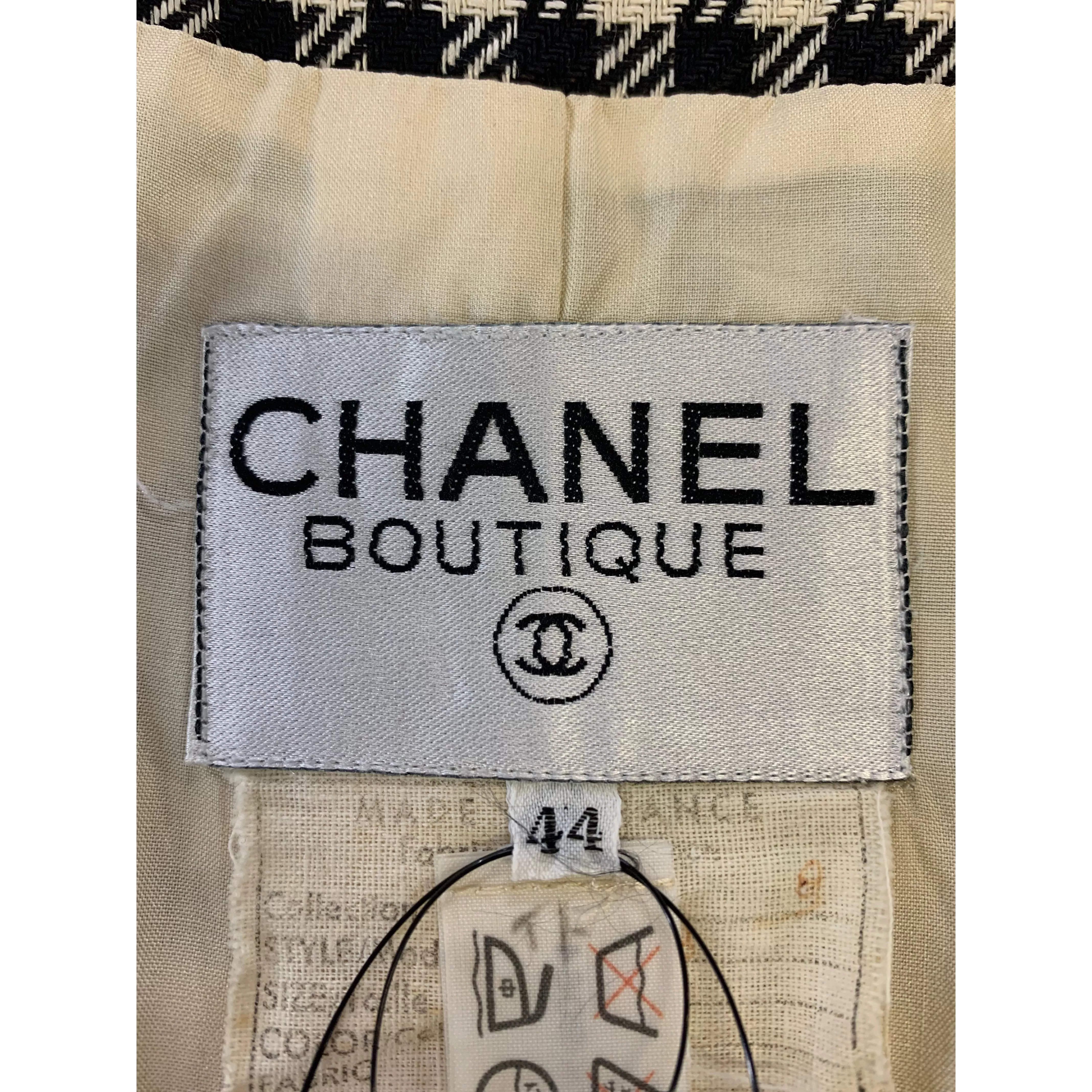 #CHANEL/Blouson/44/BLK/Linen/Plaid