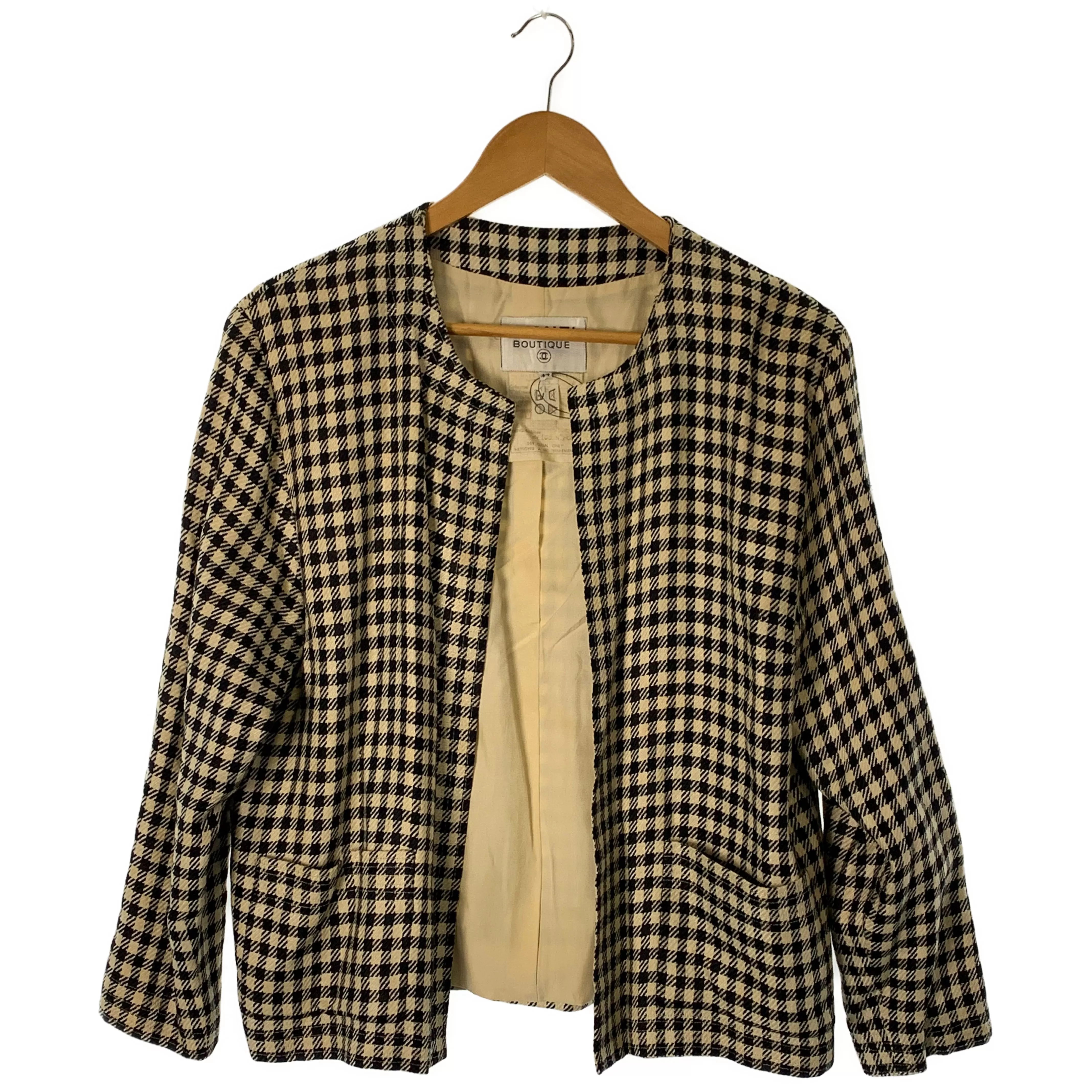 #CHANEL/Blouson/44/BLK/Linen/Plaid