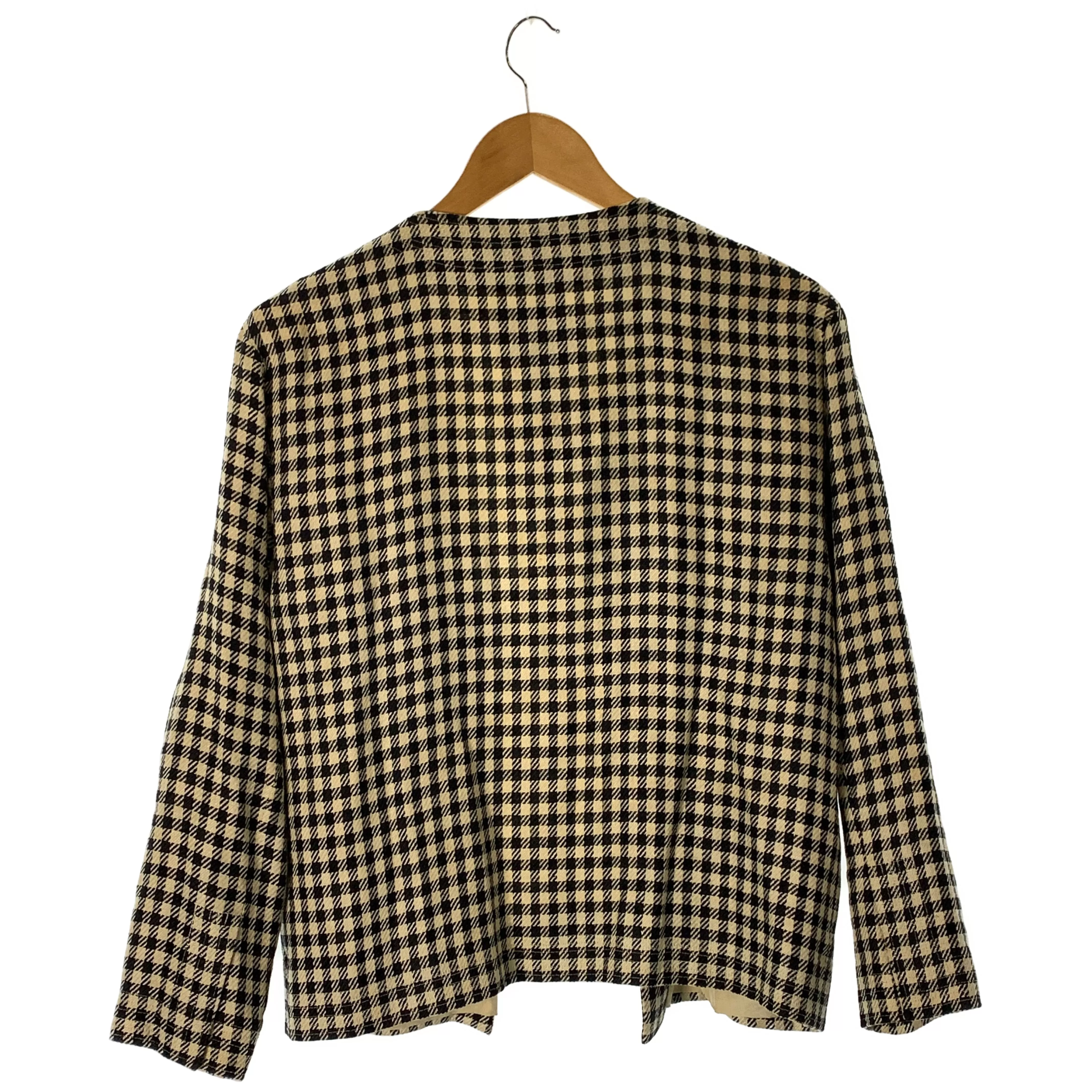 #CHANEL/Blouson/44/BLK/Linen/Plaid