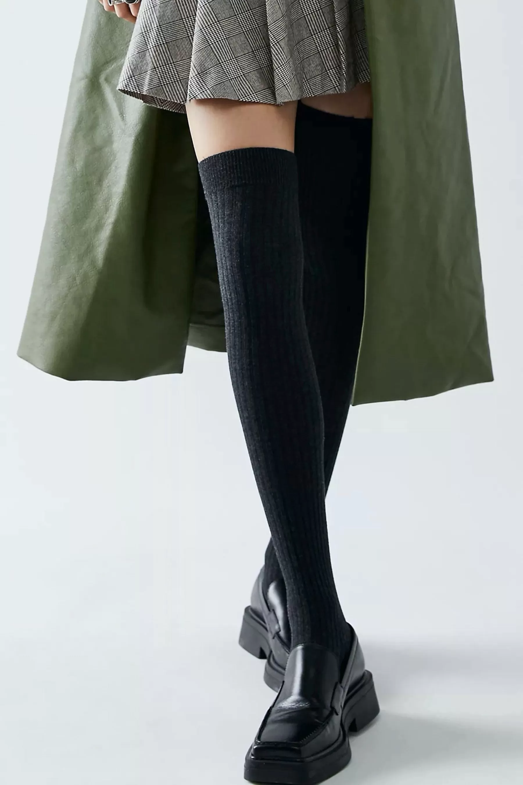 Charcoal Viola Over The Knee Sock