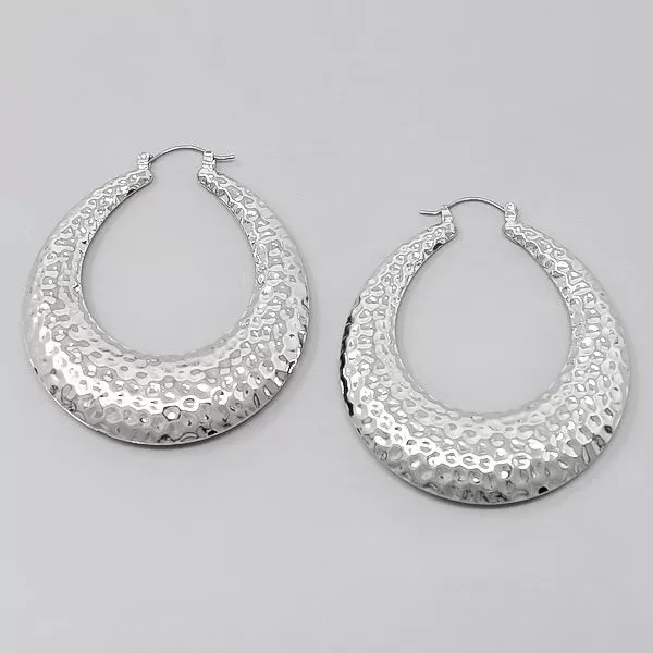 Chunky Hammered Metal Hoop Earrings