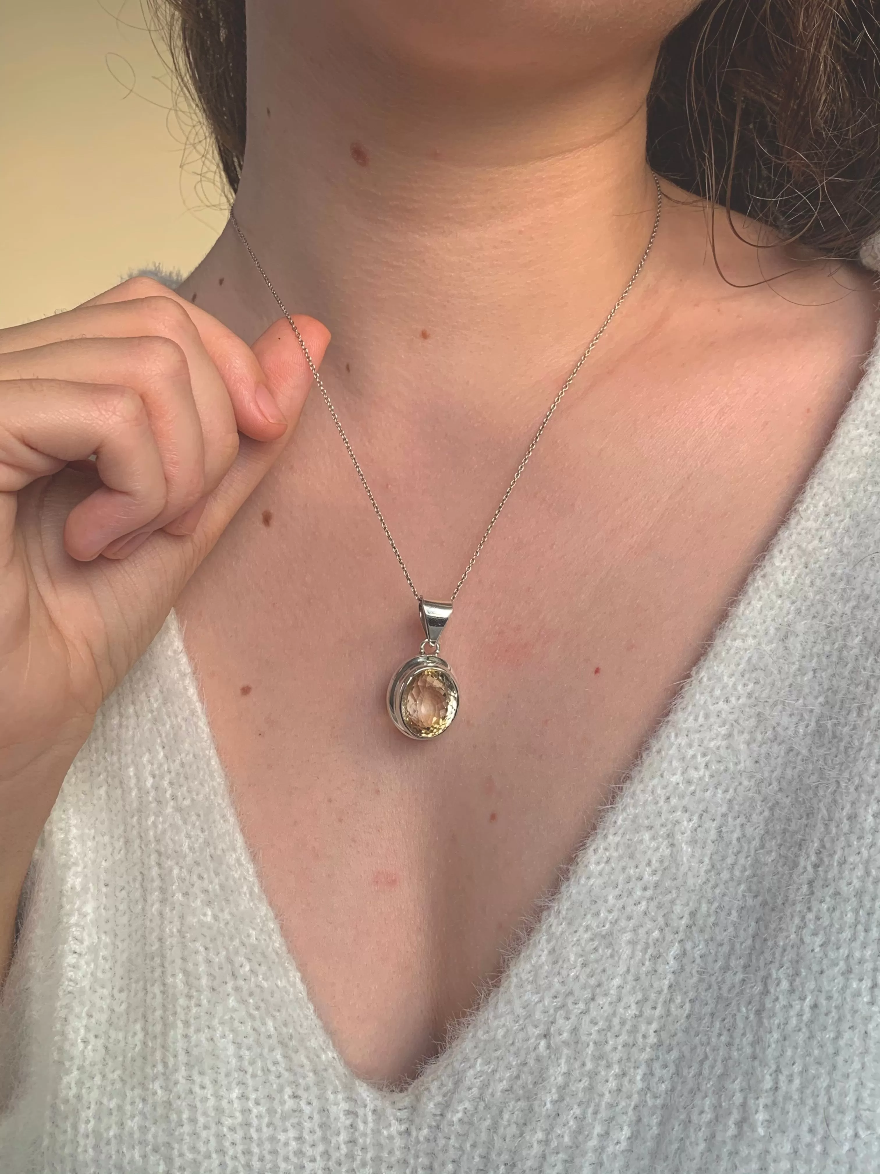 Citrine Ansley Pendant - Small Round