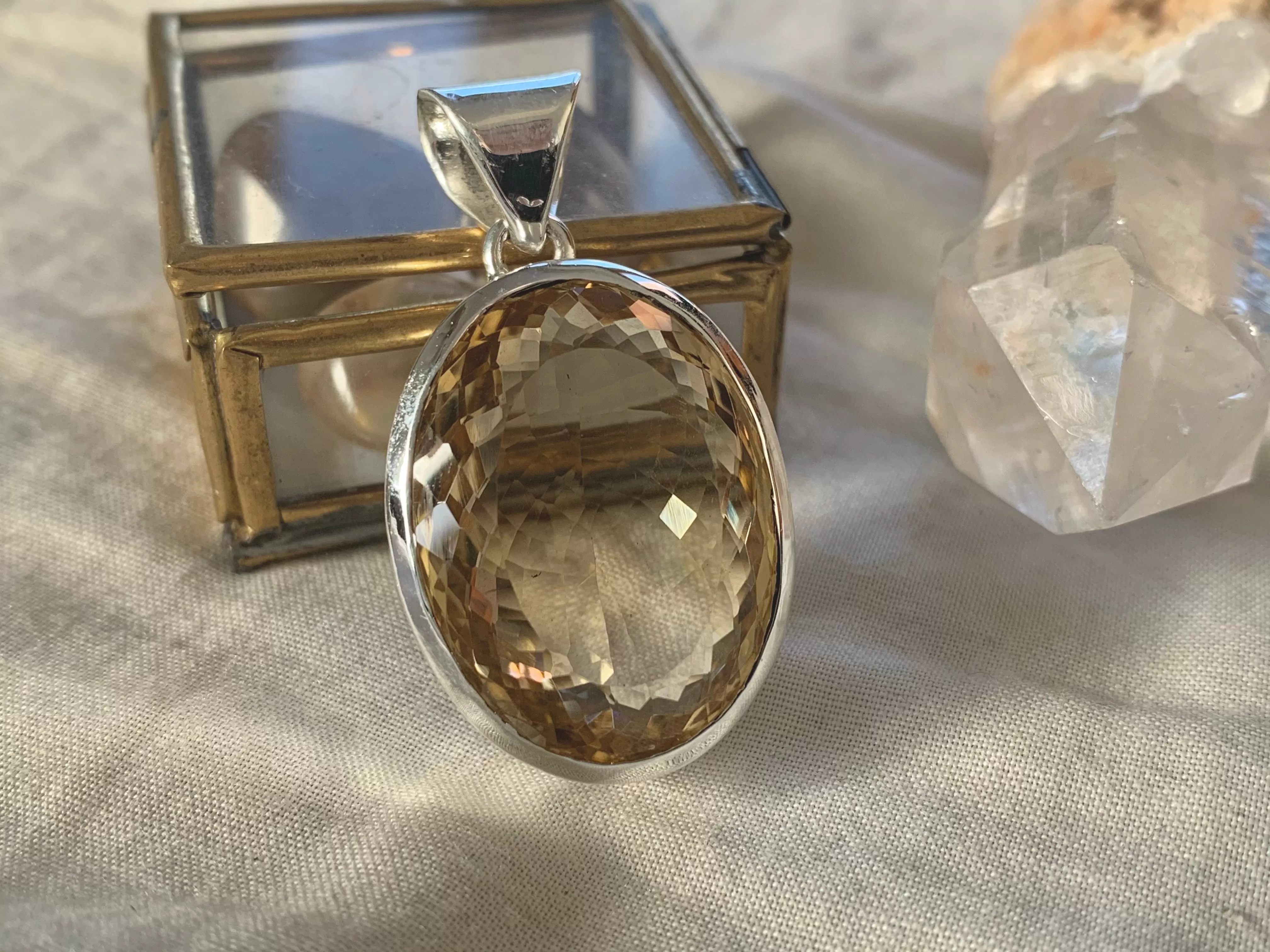 Citrine Naevia Pendant - XLarge Oval