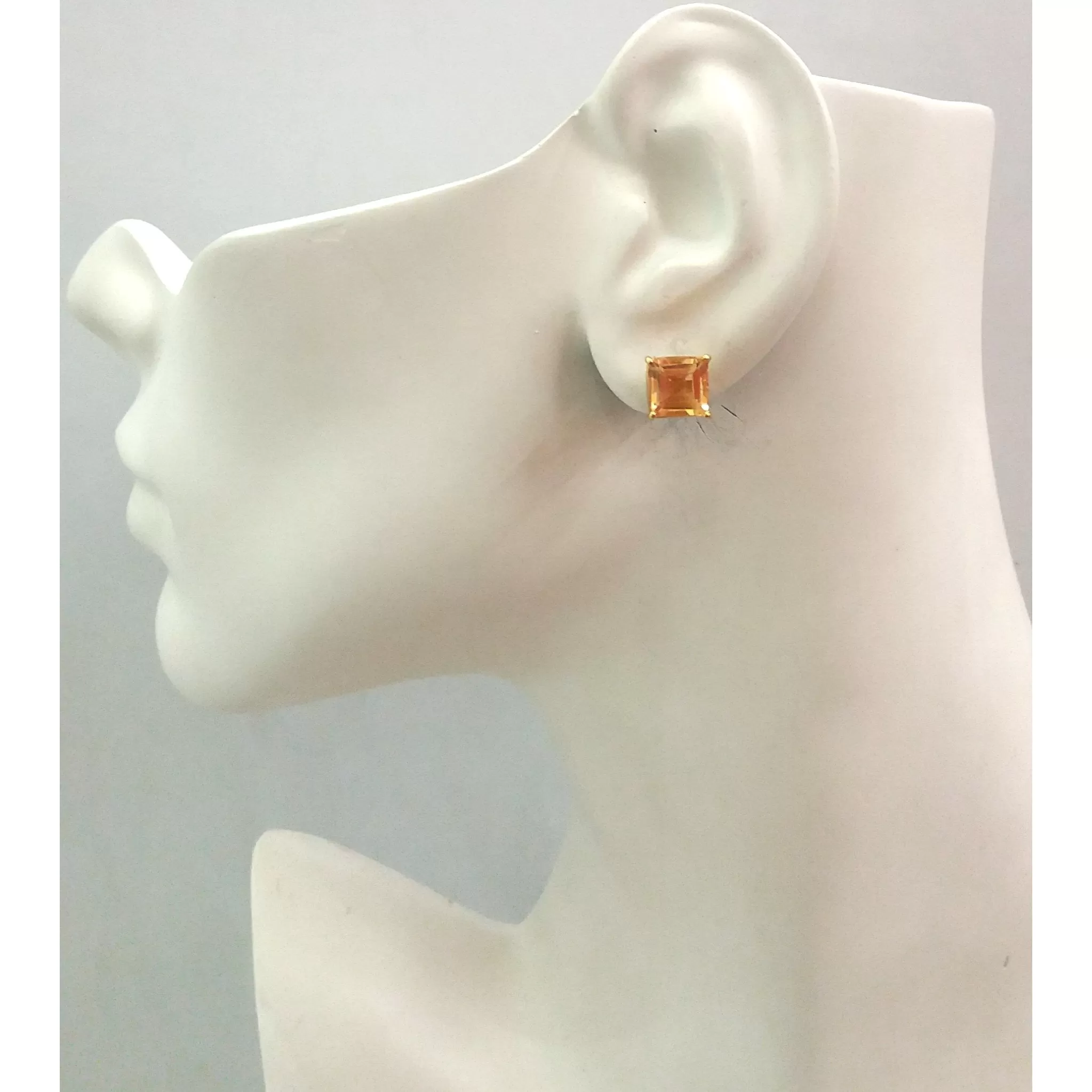 Citrine Stud with Citrine, Blue Topaz, Citrine and Blue Topaz Detachable Twinset Earrings