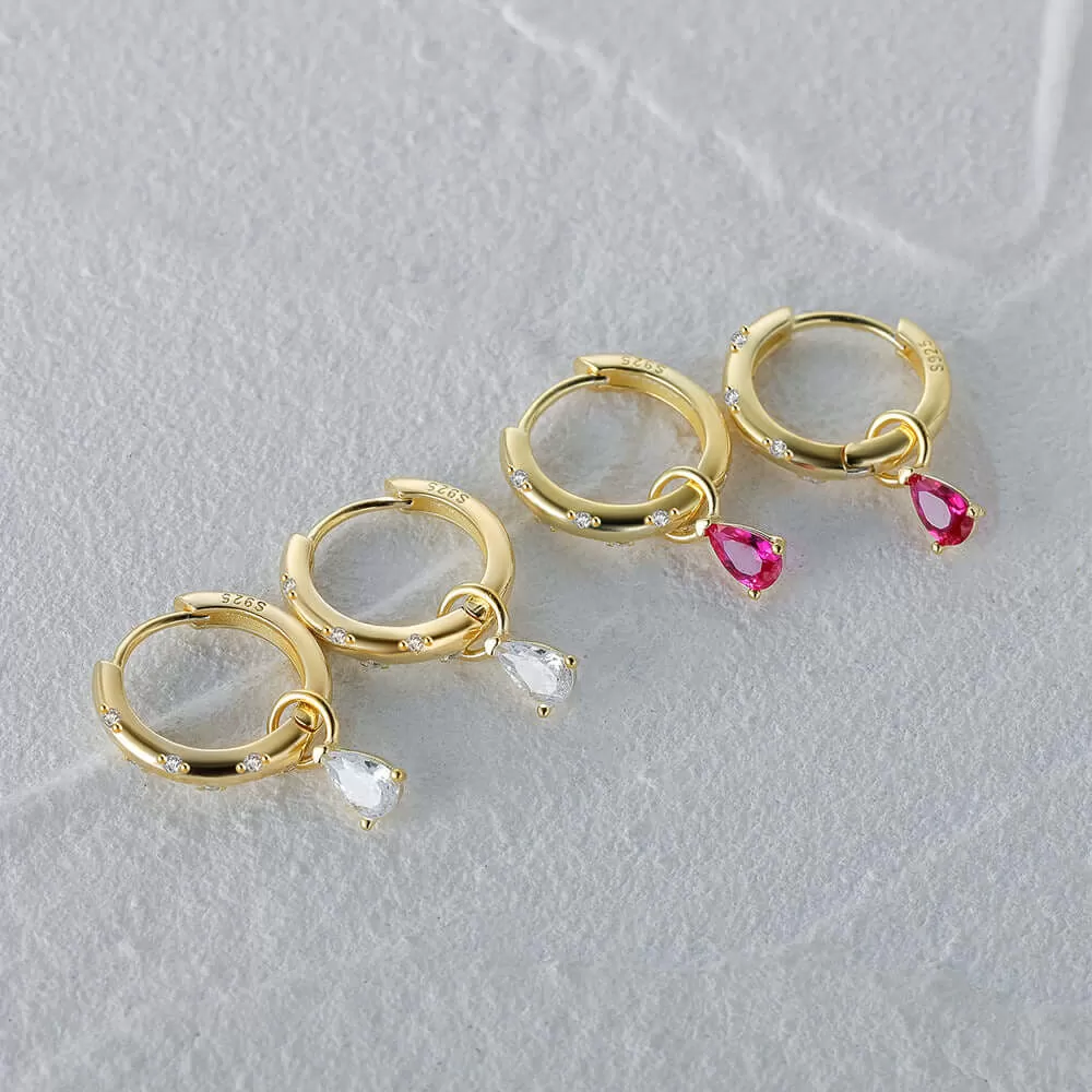 Classic Hoop Colored Diamond Huggie Earrings