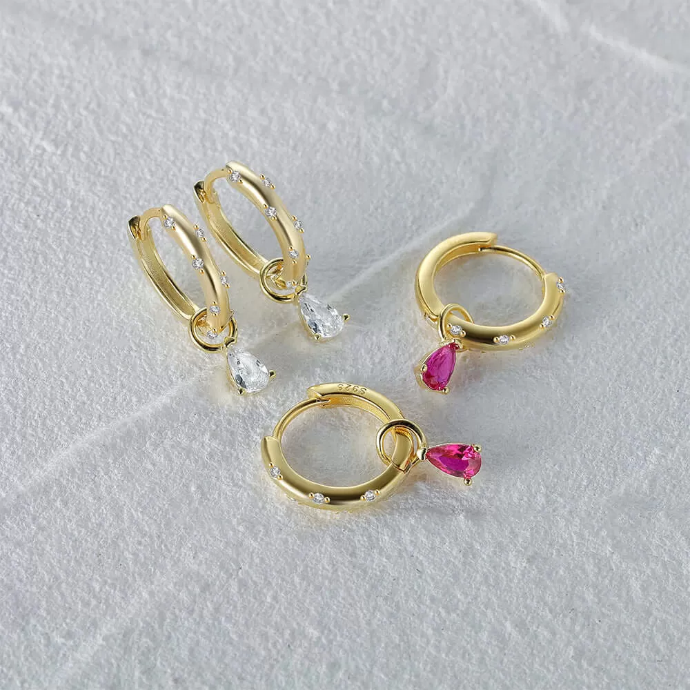 Classic Hoop Colored Diamond Huggie Earrings