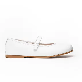 Classic Leather Hard Sole Mary Janes in White