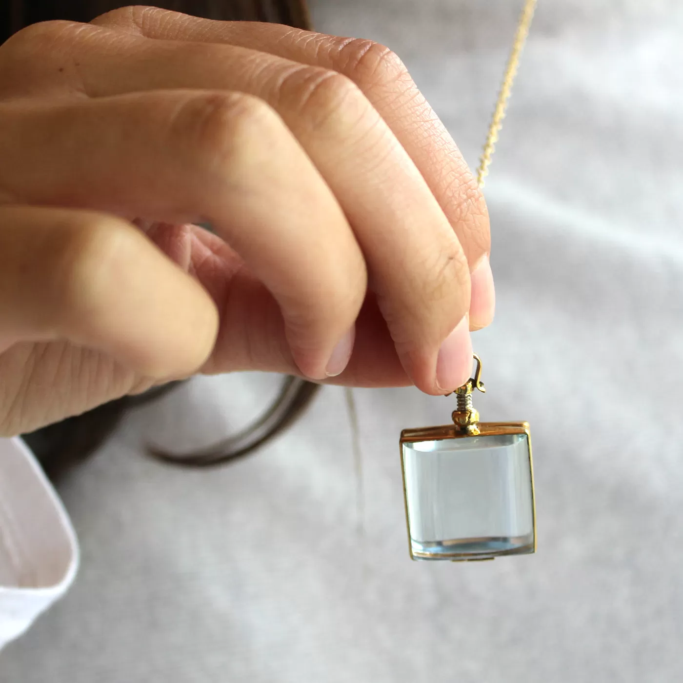 Clear Glass Locket Necklaces