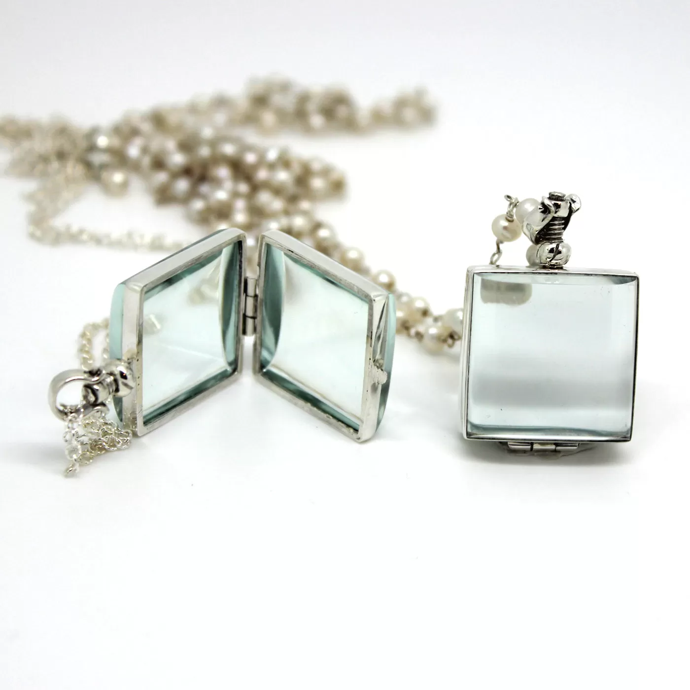 Clear Glass Locket Necklaces