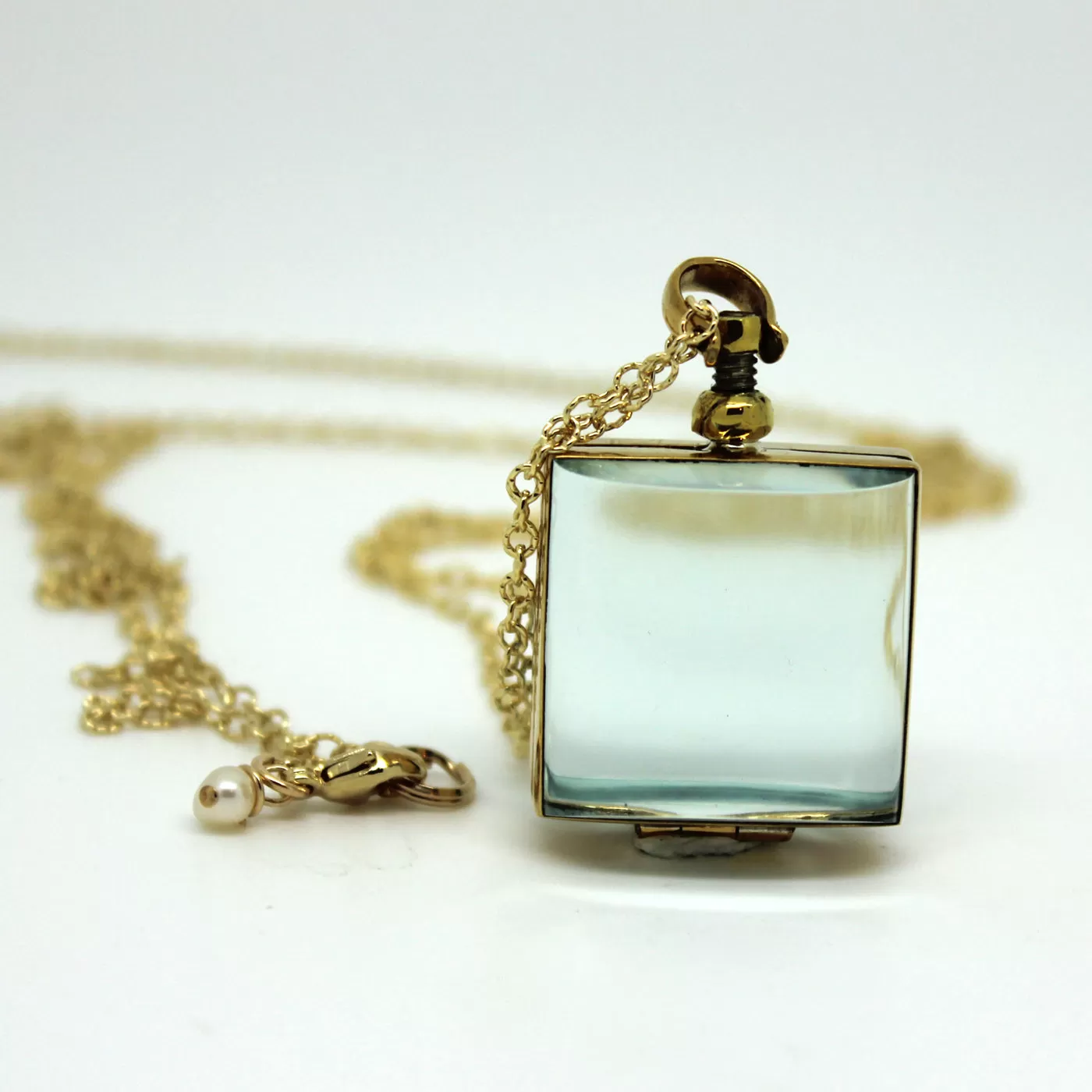 Clear Glass Locket Necklaces