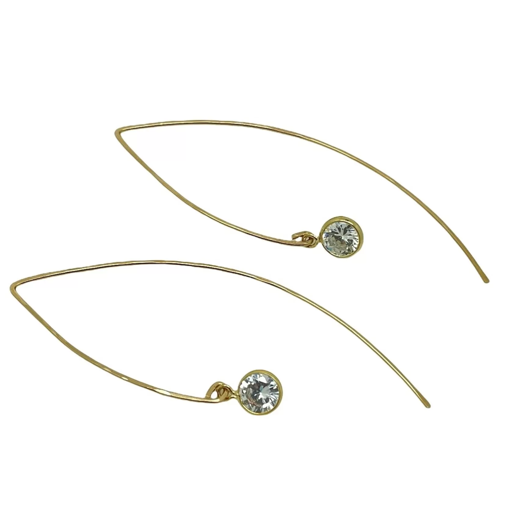 Crystal Cubic Curved Arc Threader Earrings