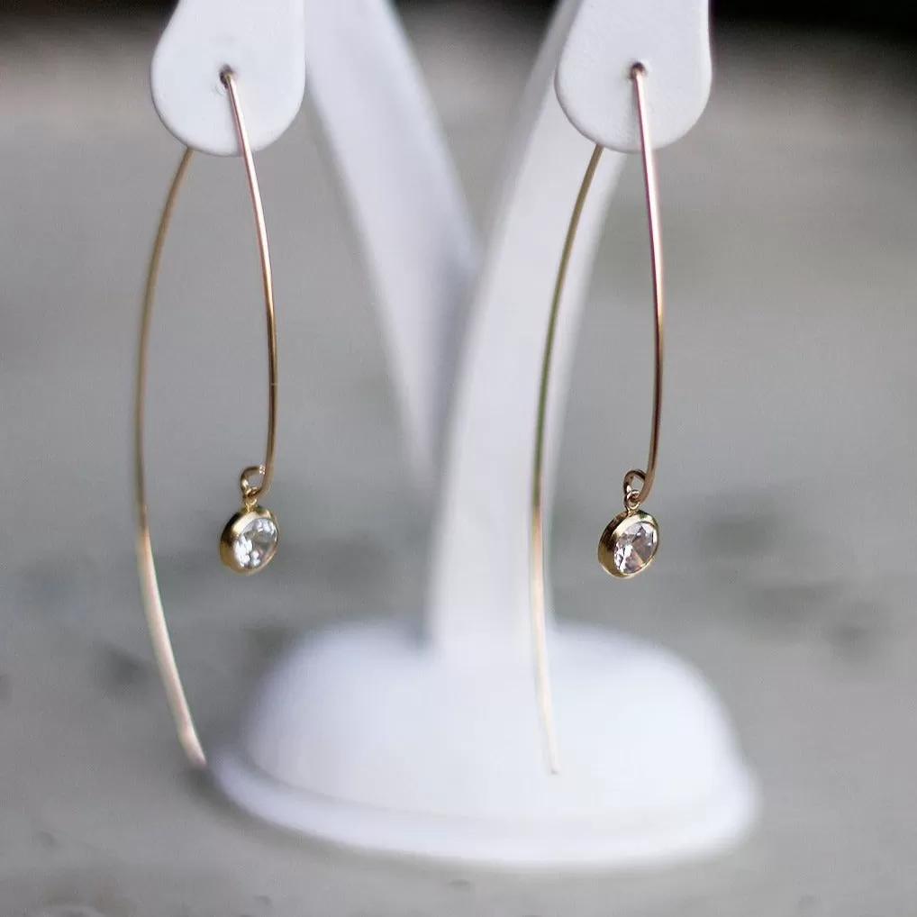 Crystal Cubic Curved Arc Threader Earrings