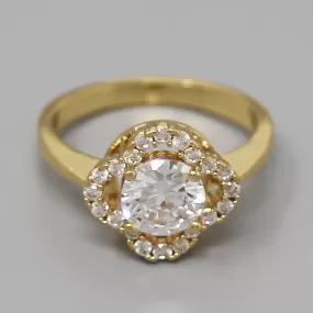 Cubic Zirconia Pave Gold Dipped Ring