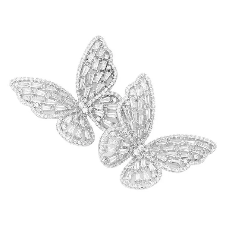 CZ Stone Butterfly Evening Earrings