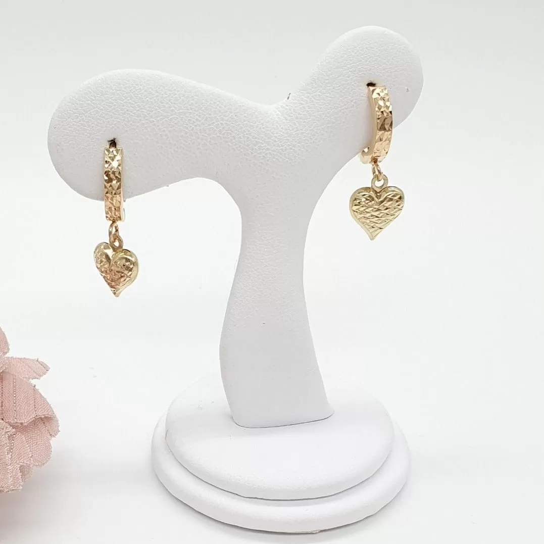 Dangling Heart Diacut Huggies Earrings