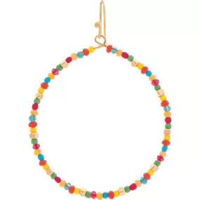 Dark Multicolor Beaded Round Earring