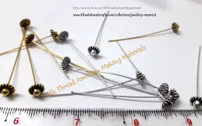 Designer Head pins in Antique Gold and Silver.Sold per pair!