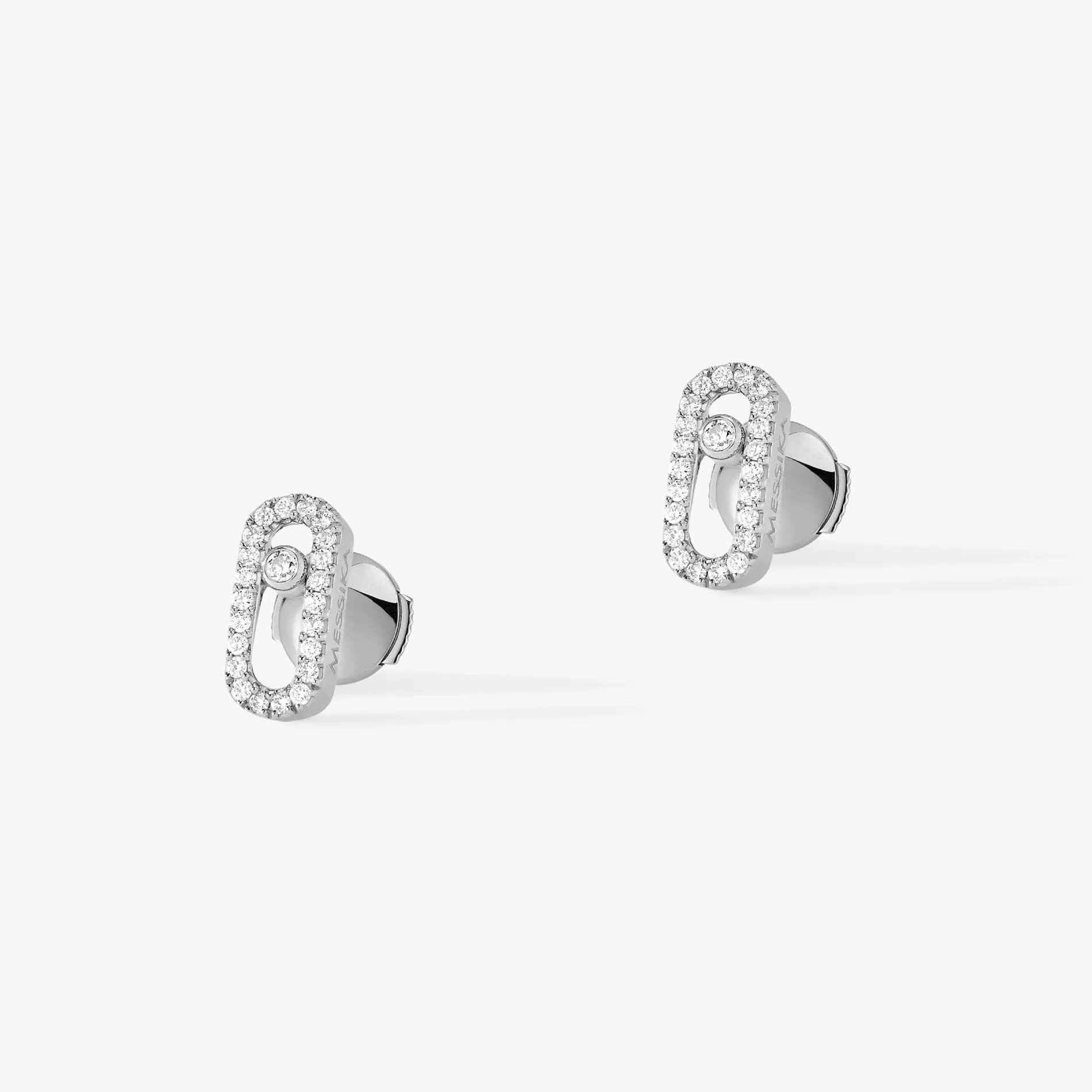 Diamond Open Squared 925 Sterling Silver Stud Earrings