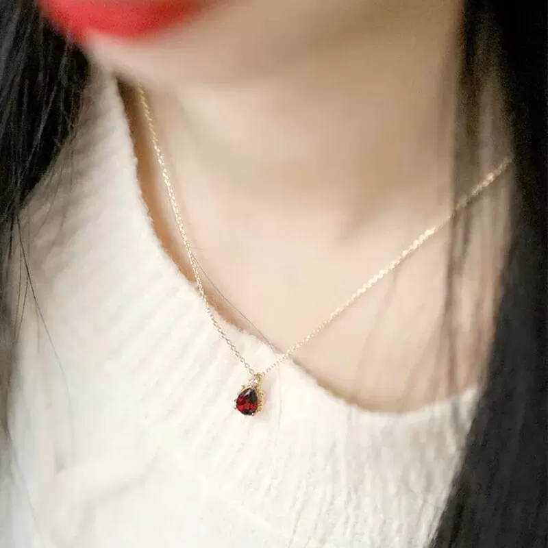 Elegant Water Drop Ruby Necklace