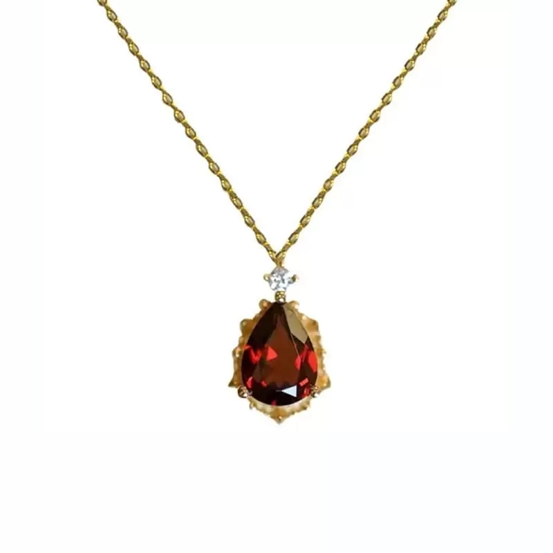 Elegant Water Drop Ruby Necklace