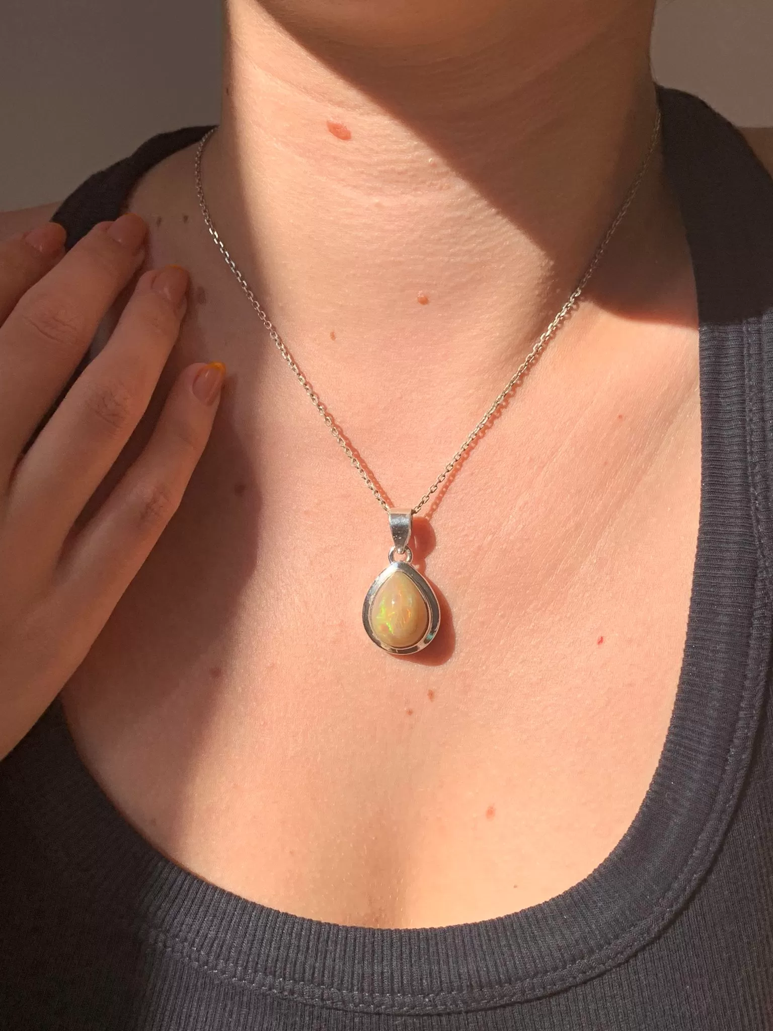 Ethiopian Welo Opal Ansley Pendant - Large Teardrop