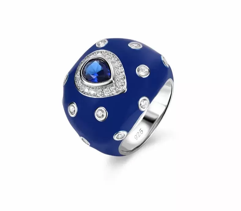 Ethnic Style Blue Sapphire 925 Sterling Silver Ring