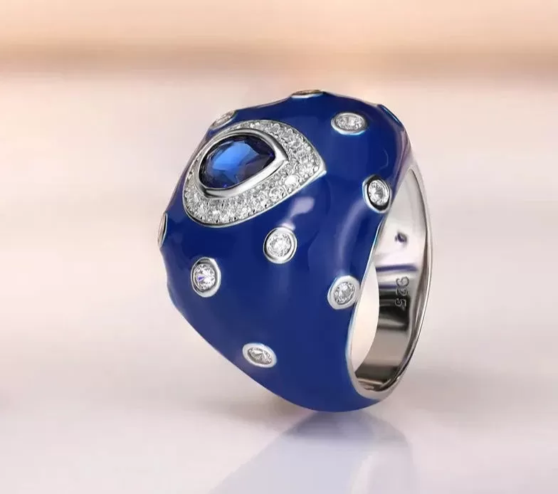 Ethnic Style Blue Sapphire 925 Sterling Silver Ring