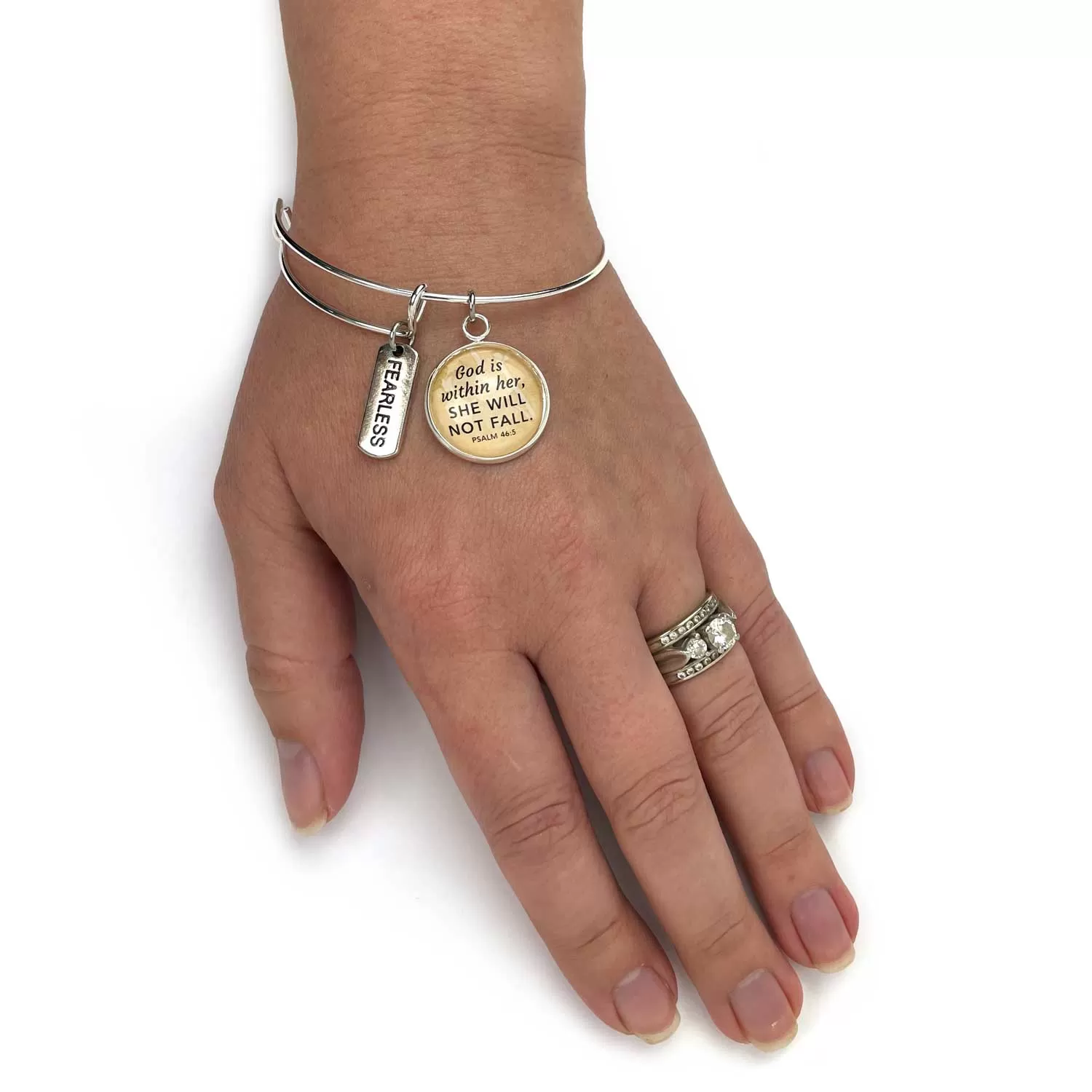 Family and Scripture Charm Bangle Bracelet - Joshua 24:15 Word Scripture Christian Affirmations Jewelry, Silver