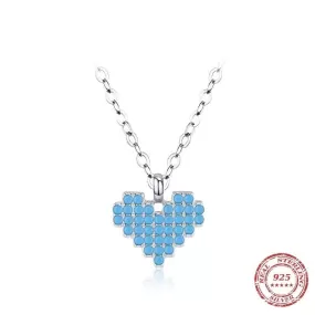 Fine Style Heart Turquoise Pendant Necklace -925 Sterling Silver