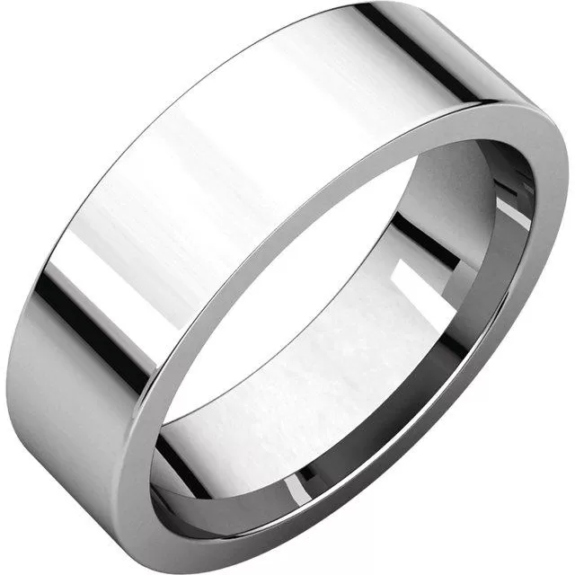 Flat Plain Men's Band 6mm - Wedding Band Recycled Gold