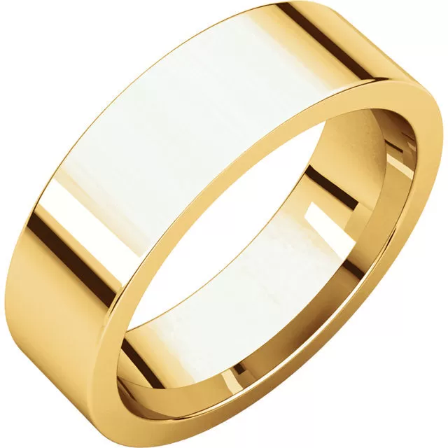 Flat Plain Men's Band 6mm - Wedding Band Recycled Gold