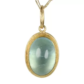 Frame Bezel-Set Cabochon Aquamarine Pendant