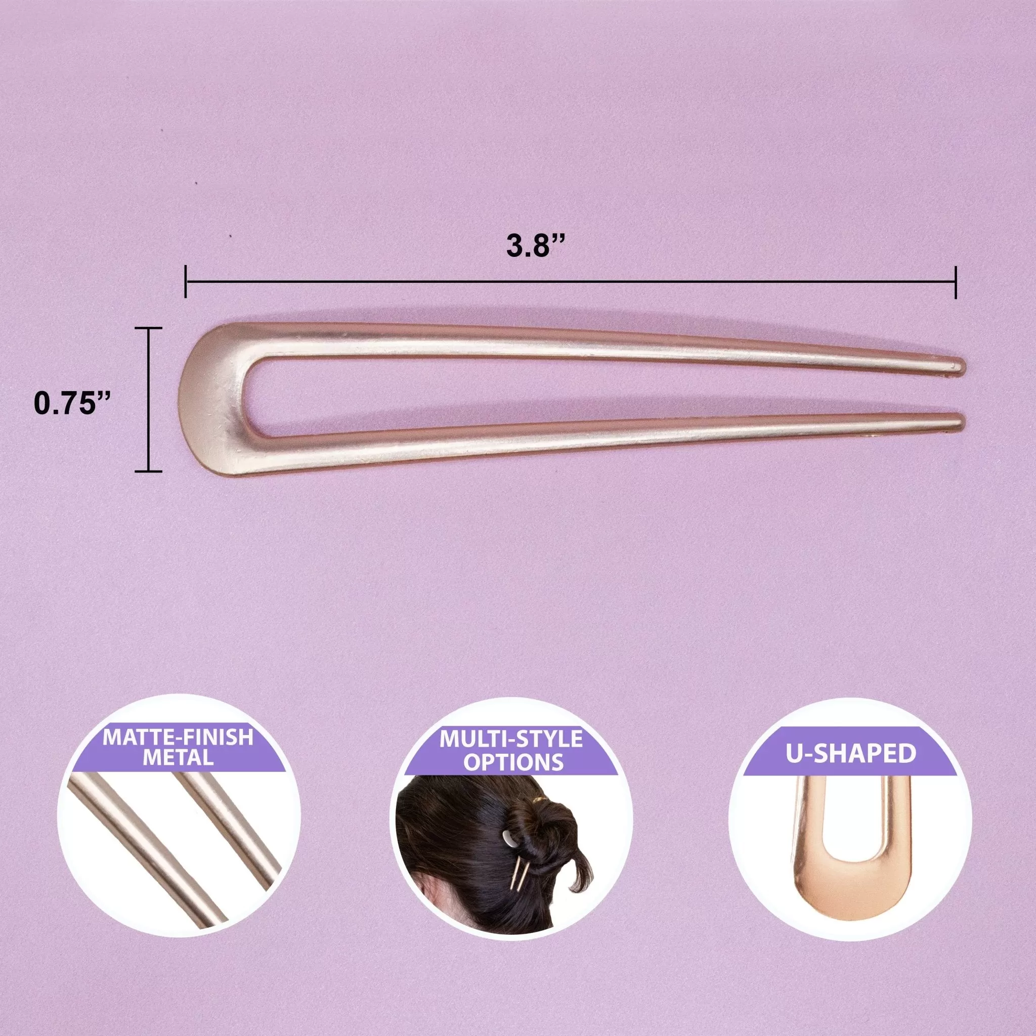 French Hair Pin U Shape - Matte Metal