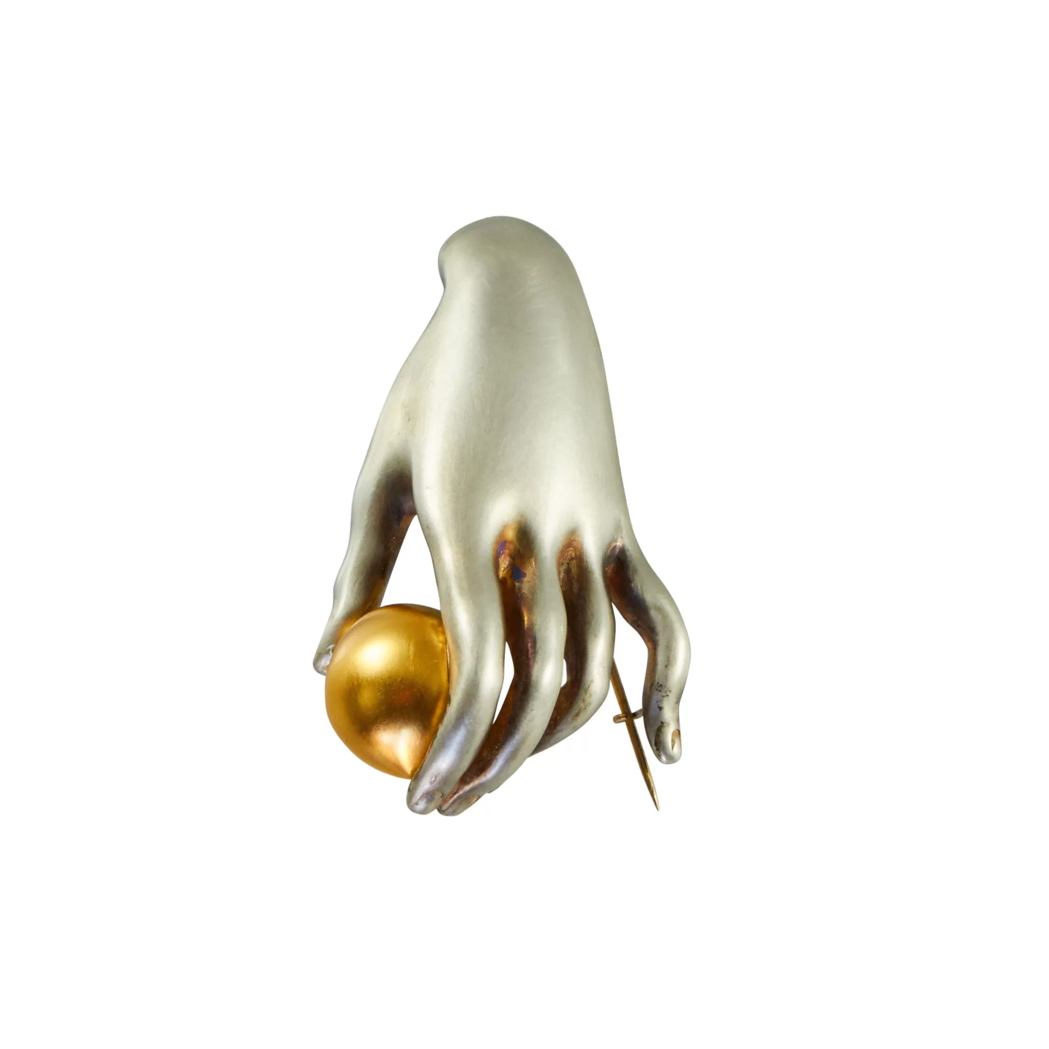 Gabriella Kiss Sterling Silver Canova Hand with Vermeil Plum Pin