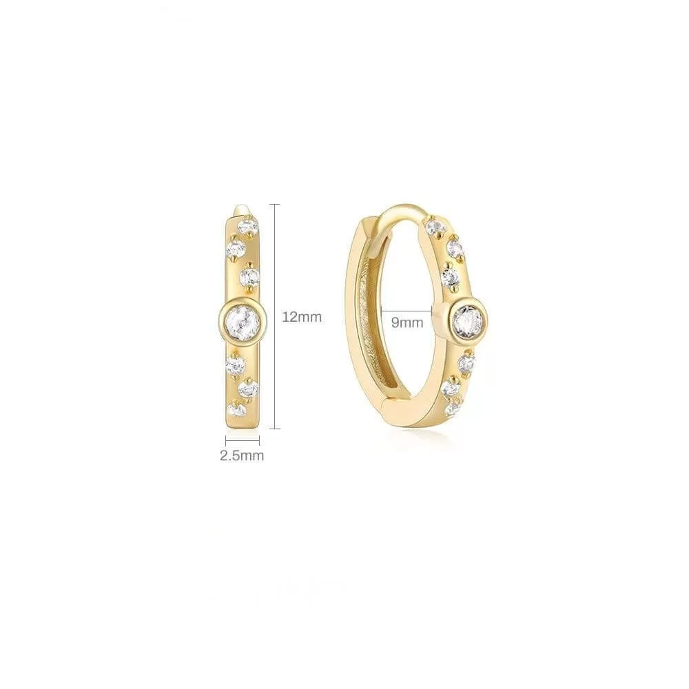 Gold Colored CZ Diamond Hoop & Huggie Earrings