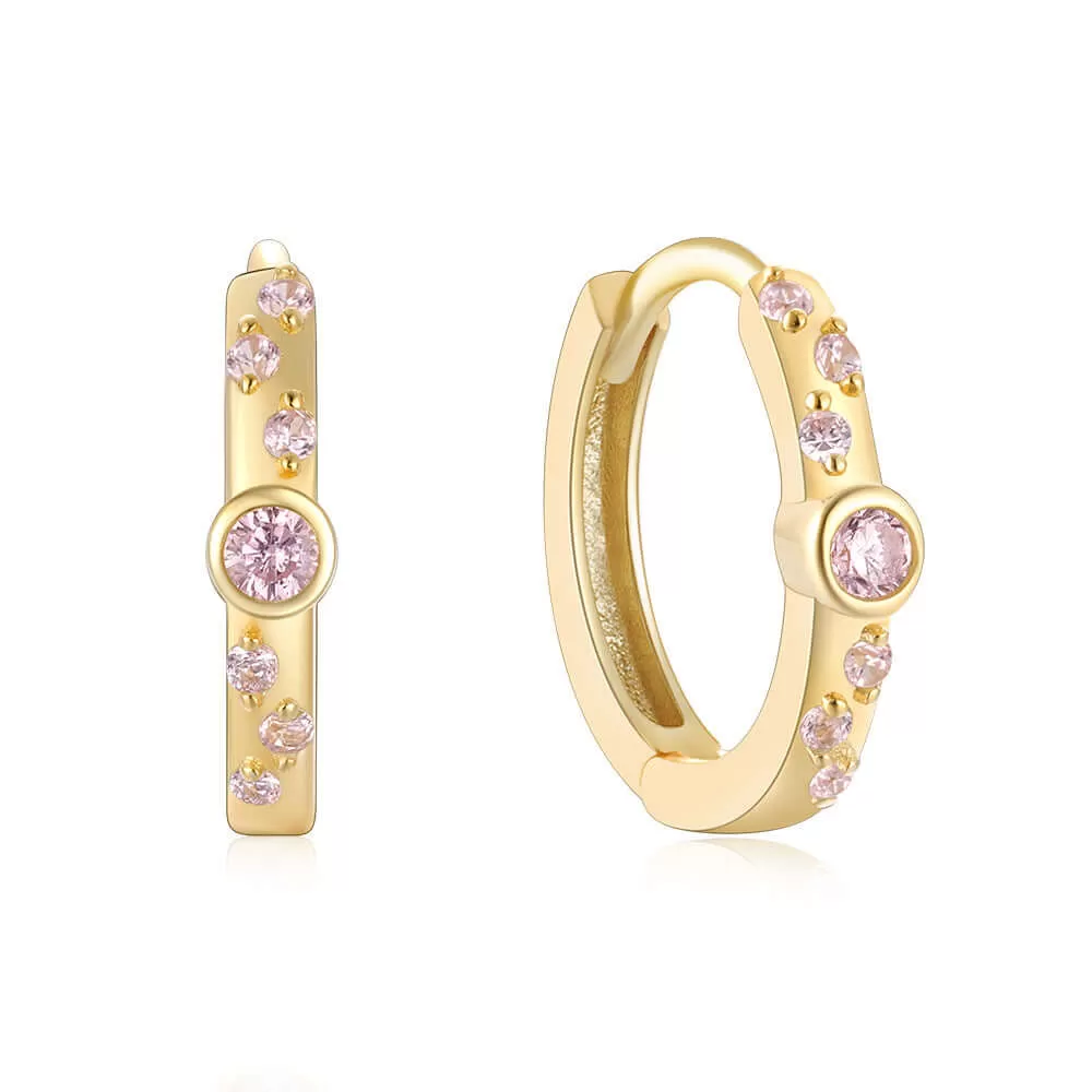 Gold Colored CZ Diamond Hoop & Huggie Earrings