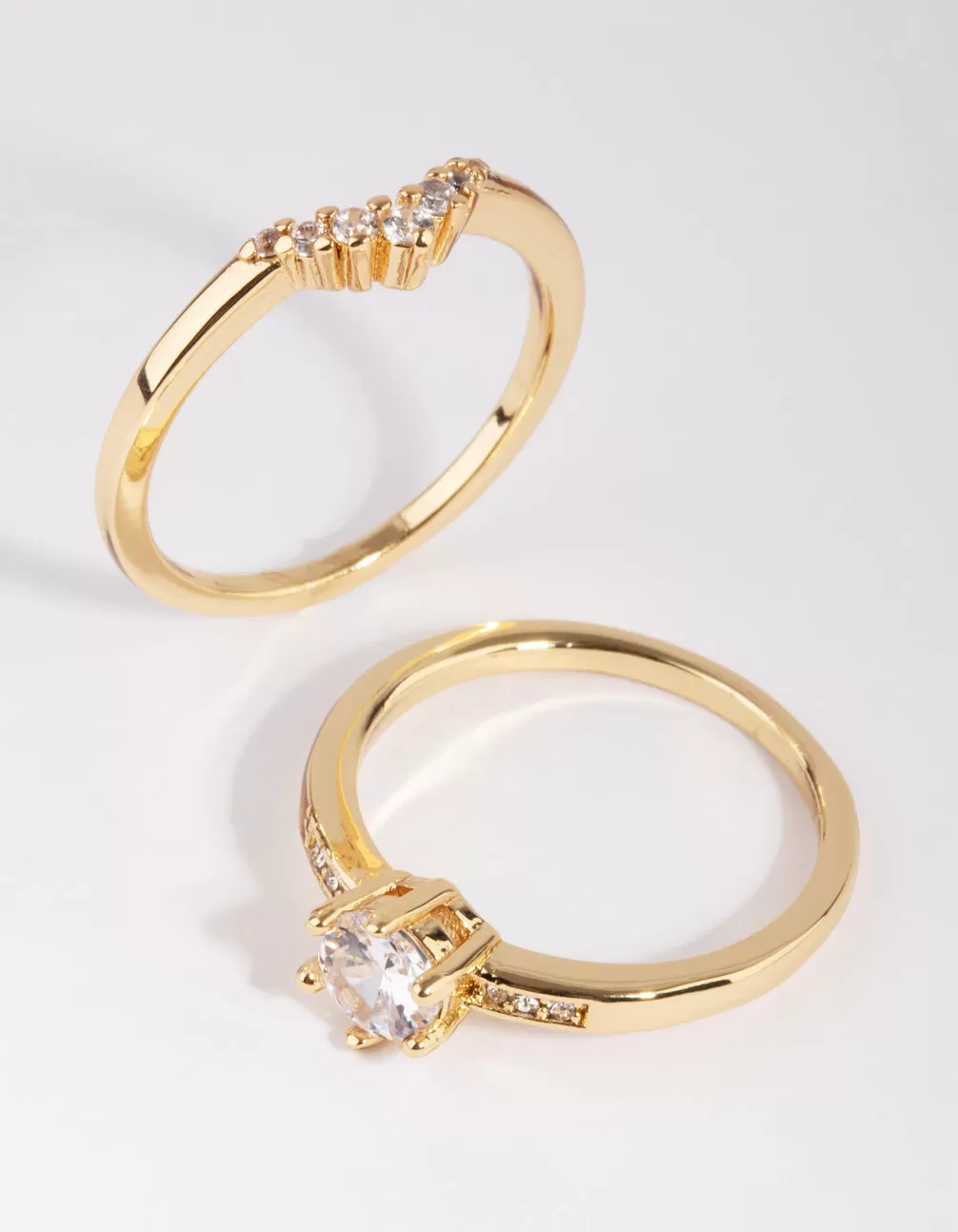 Gold Plated Engagement Style Ring Set with Cubic Zirconia