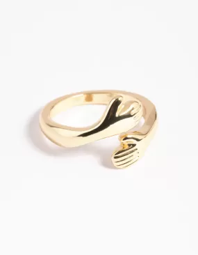 Gold Plated Hugging Hands Ring