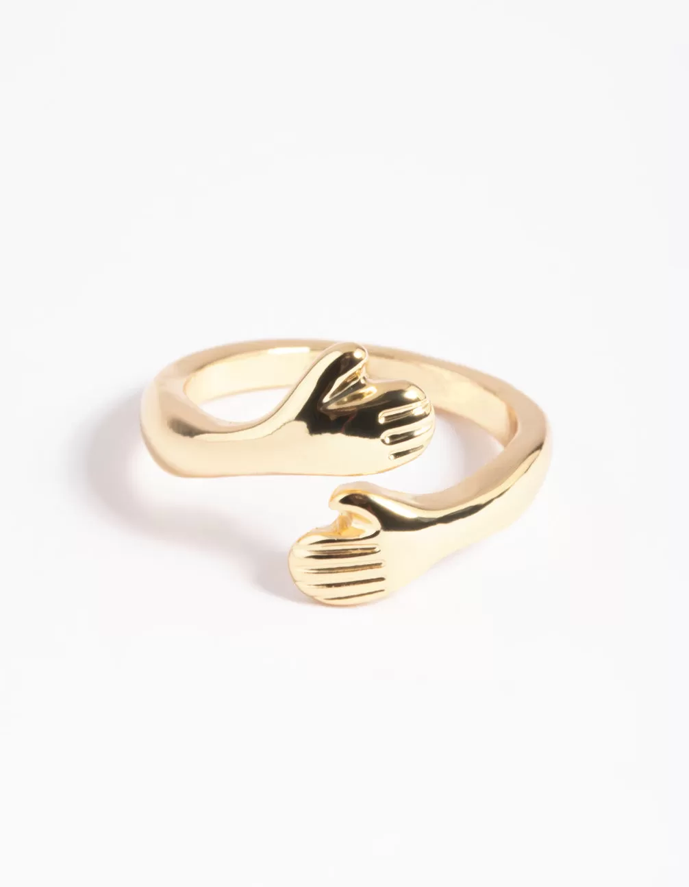 Gold Plated Hugging Hands Ring