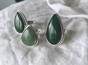 Green Aventurine Brea Rings - Teardrop