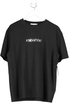 H&M Black X Rabanne Metallic Logo T Shirt UK L